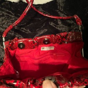 Bueno Purse, red snakeskin print. NWOT, never used.